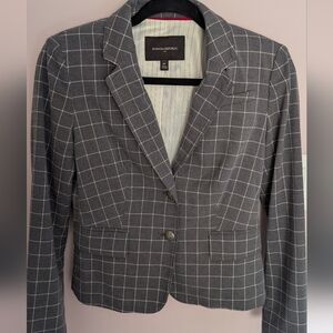 Banana Republic Windowpane Grey Plaid Washable Blazer Two Button Women's Size 0P